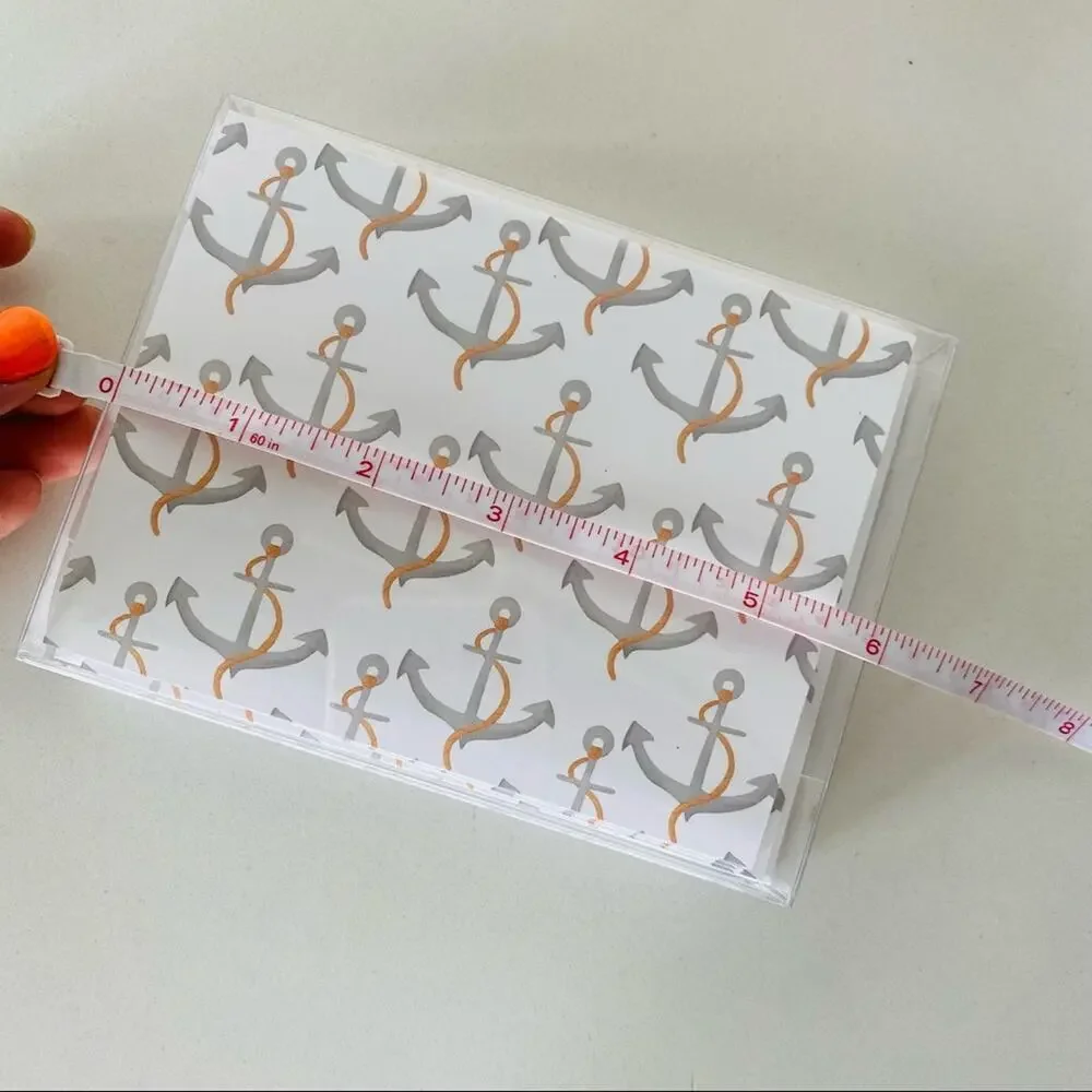2 NEW ANTHROPOLOGIE White Grey Illustrated Anchor Nautical Card Notecards s/10